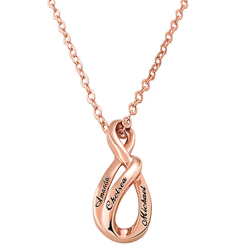 Sterling Silver Engraved Swirl Infinity Necklace - Image 11