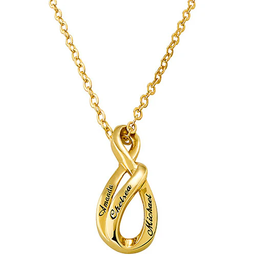 Sterling Silver Engraved Swirl Infinity Necklace - Image 3