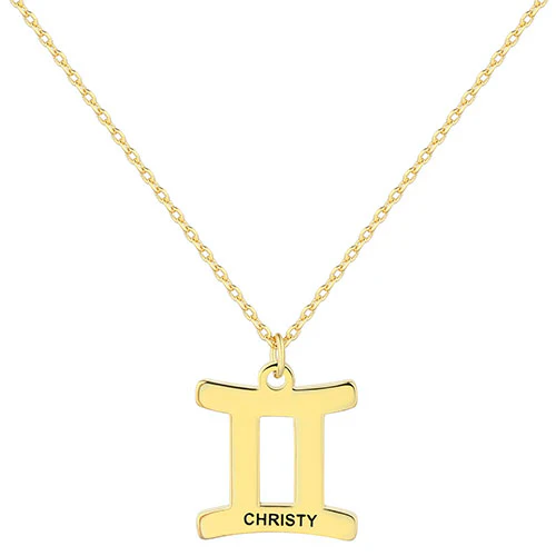 Sterling Silver Engraved Zodiac Sign Necklace - Image 3