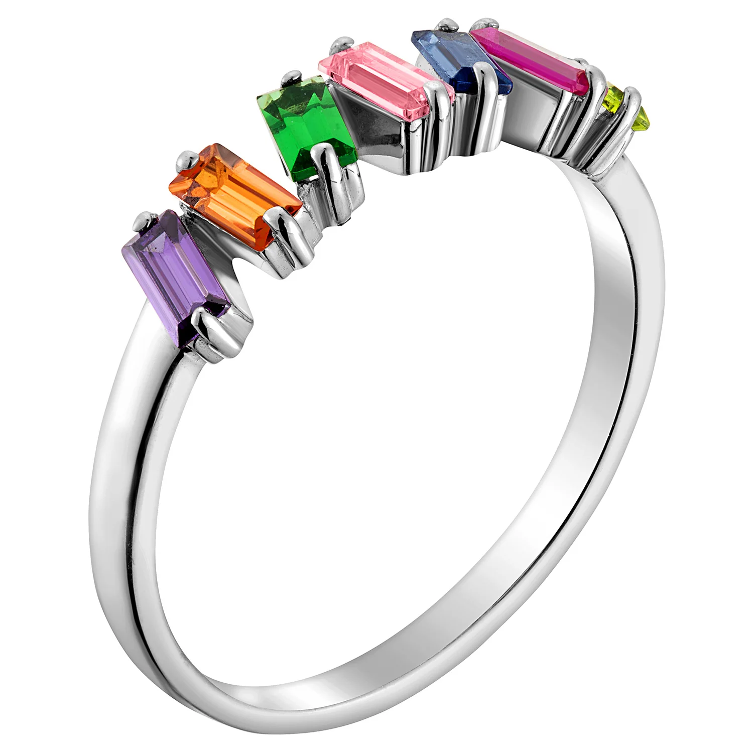 Sterling Silver Family Baguette Birthstone Ring - Image 2