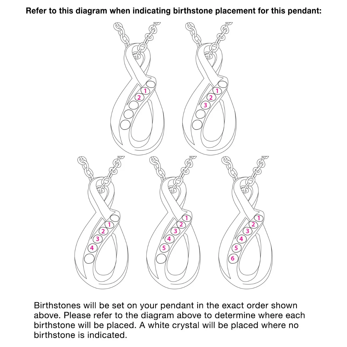 Sterling Silver Family Birthstone Swirl Infinity Necklace - Image 7