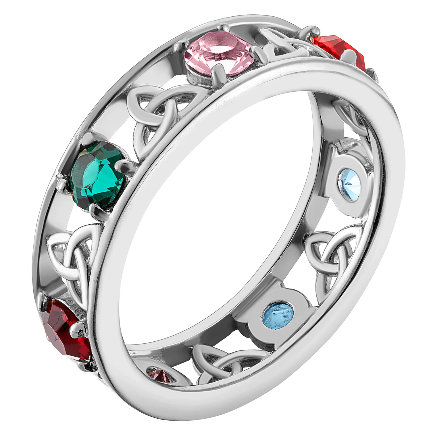 Sterling Silver Family Celtic Birthstone Ring - Image 2