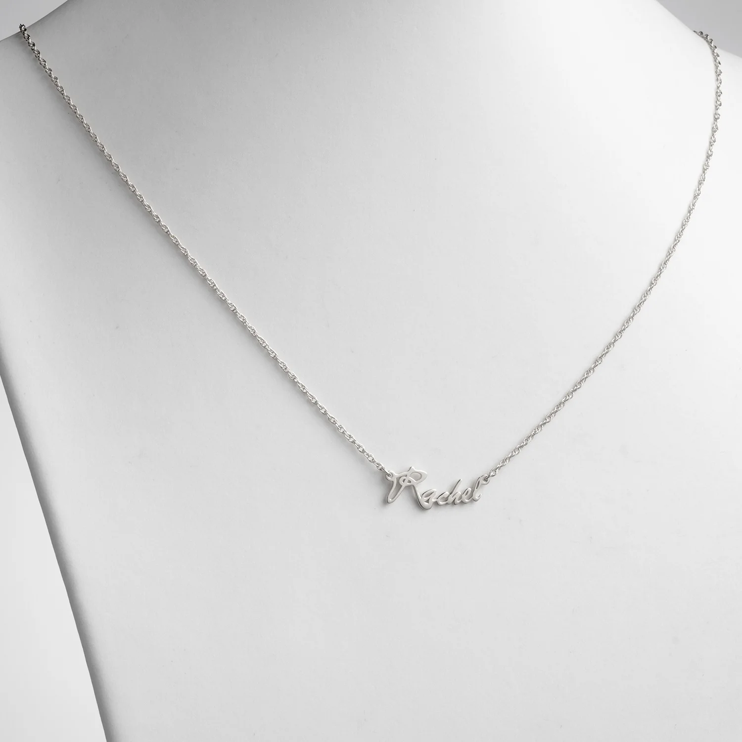 Sterling Silver Fancy Petite Script Name Necklace - Image 2