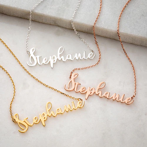 Sterling Silver Fancy Script Name Necklace - Image 3