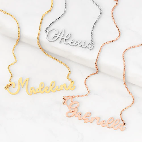 Sterling Silver Fancy Script Name Necklace