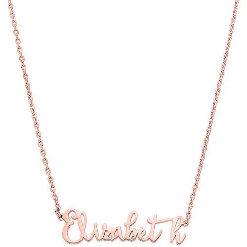 Sterling Silver Fancy Script Name Plaque with Free Fresh Water Pearl Earrings - Image 5