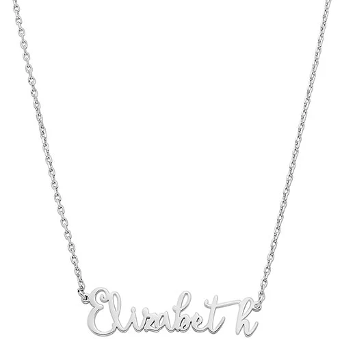 Sterling Silver Fancy Script Name Plaque with Free Hoop Earrings - Image 4