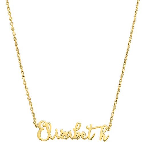 Sterling Silver Fancy Script Name Plaque with Free Hoop Earrings - Image 5