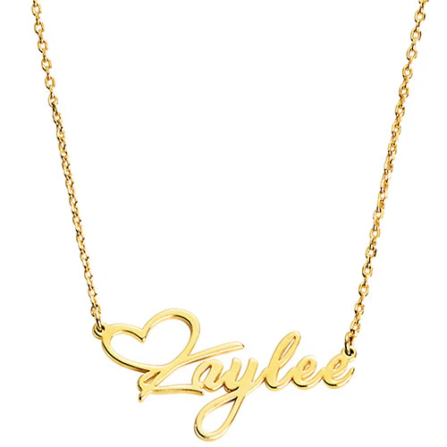 Sterling Silver Fancy Script Name with Heart Necklace - Image 4