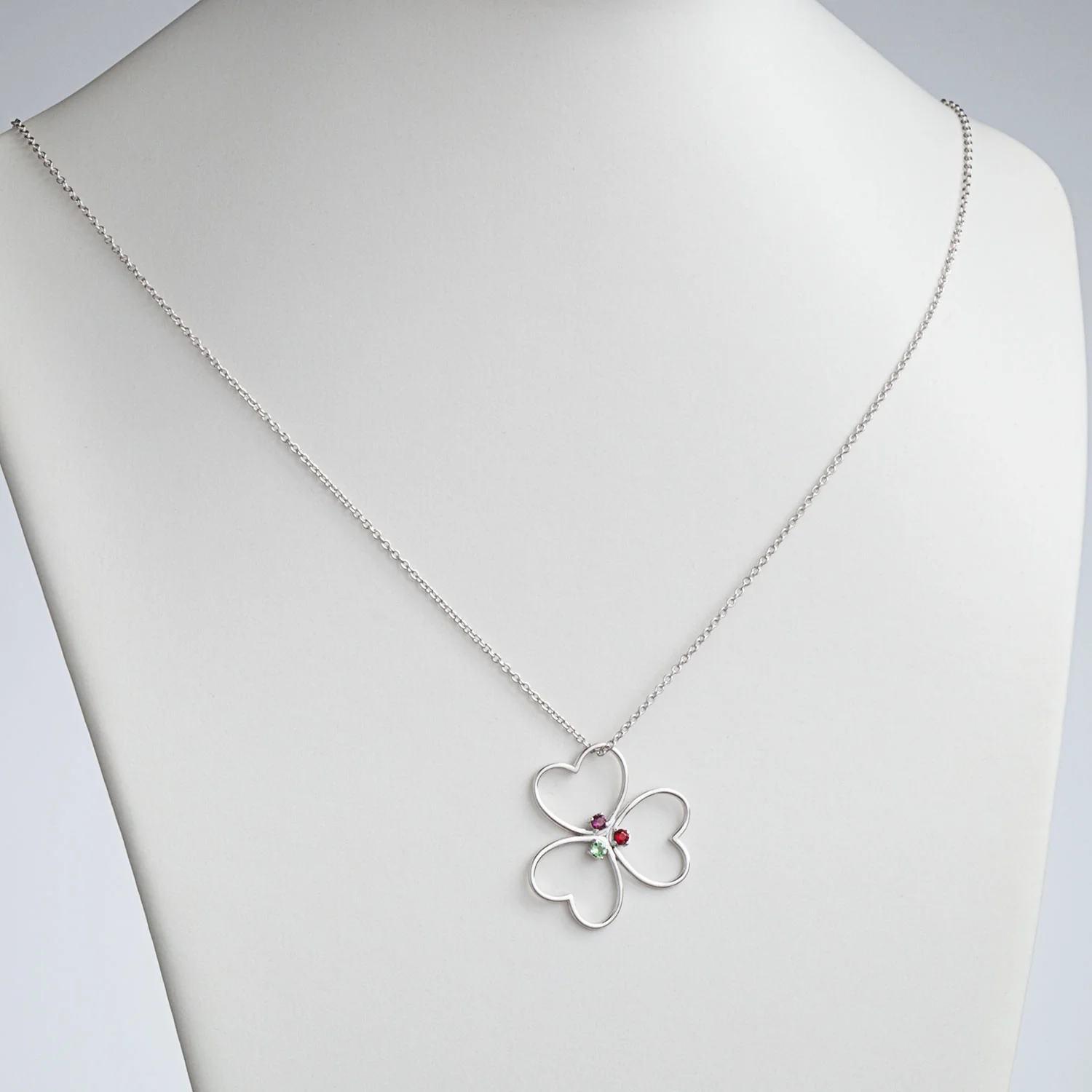 Sterling Silver Family Heart Birthstone Pendant - Image 2