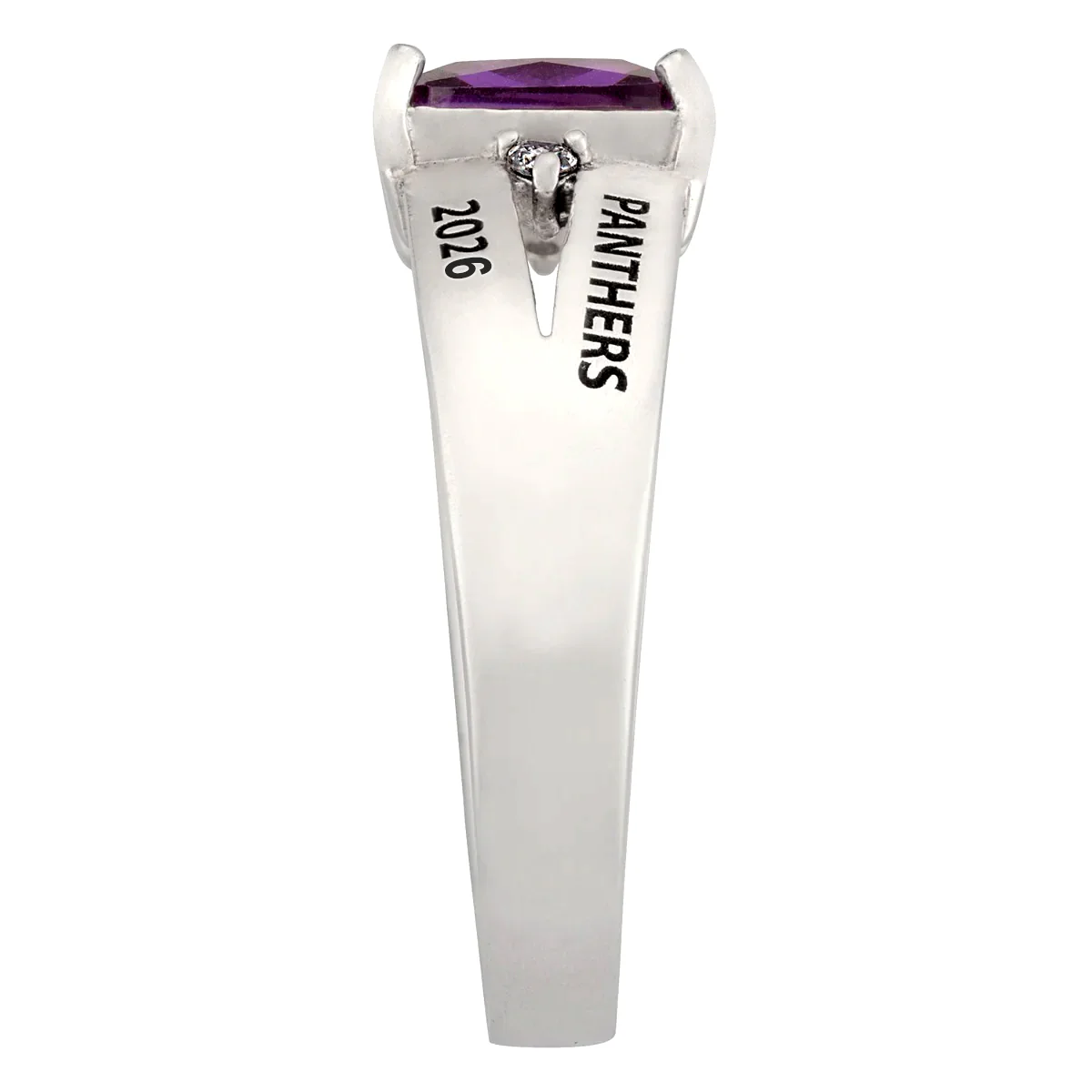 Sterling Silver Freestyle Emerald-cut Birthstone and Diamond Accents Class Ring - Image 5