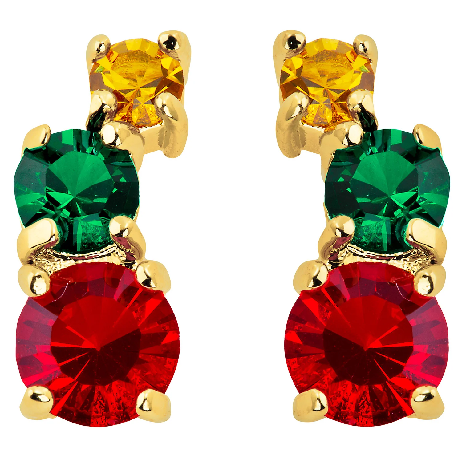 Sterling Silver Graduated 3 Birthstone Crawler Stud Earring - Image 3