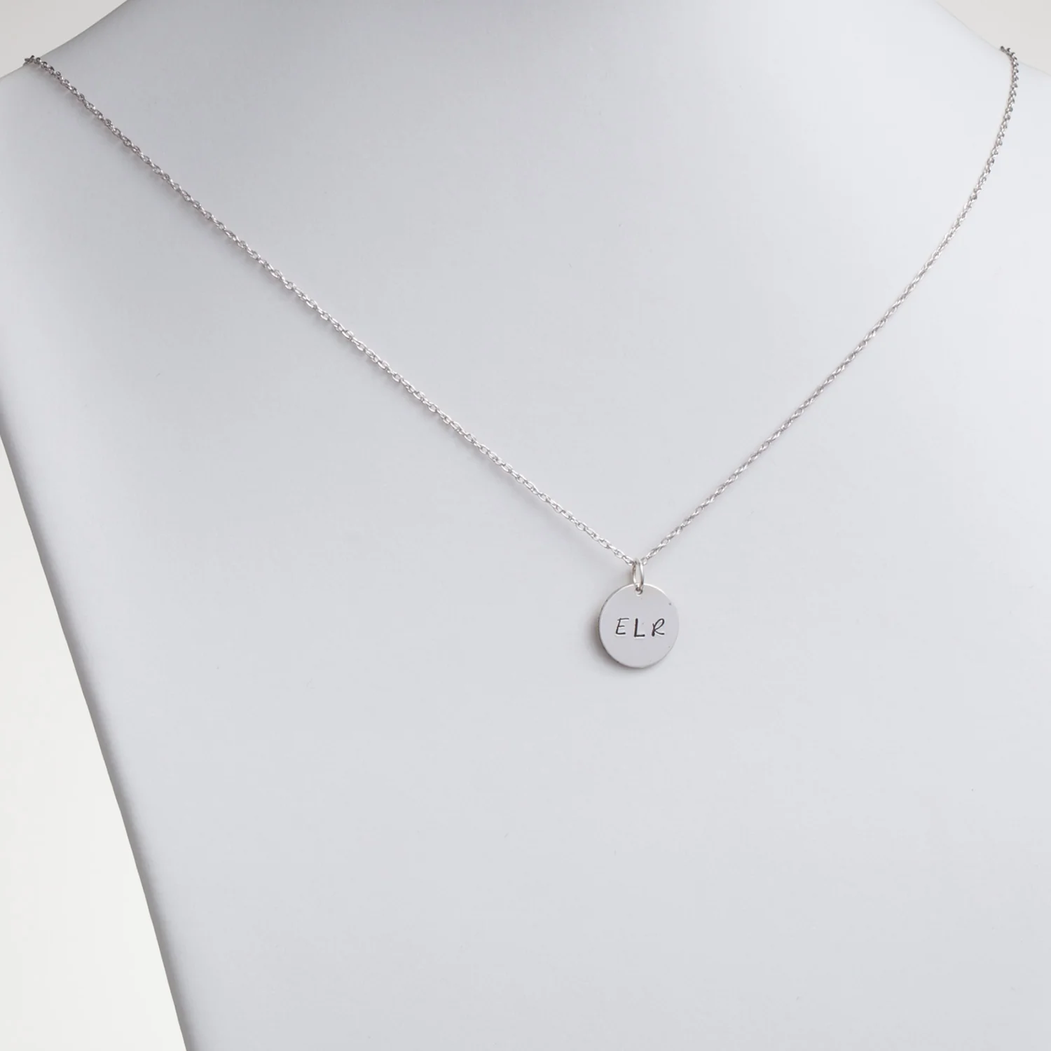 Sterling Silver Hand Stamped Initials Disc Pendant - Image 3