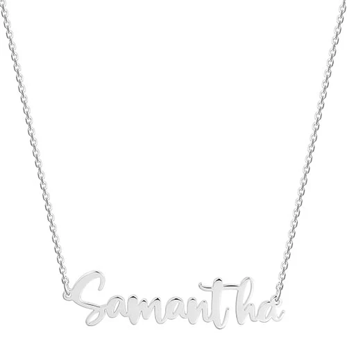 Sterling Silver Handwritten Name Plaque Necklace - Image 2