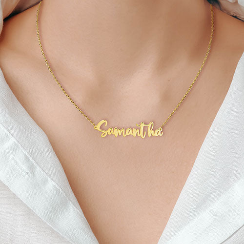 Sterling Silver Handwritten Name Plaque Necklace - Image 4