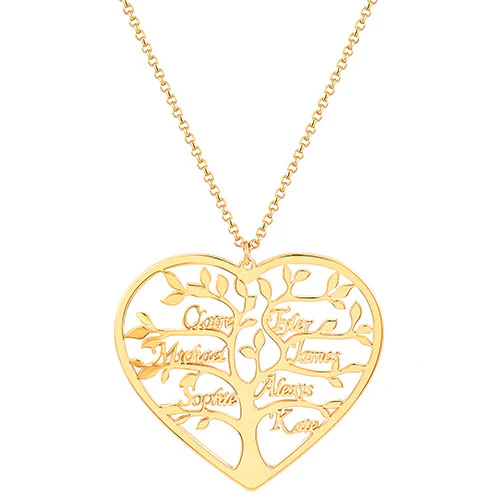 Sterling Silver Heart Family Tree Name Necklace - Image 4
