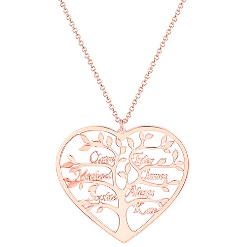 Sterling Silver Heart Family Tree Name Necklace - Image 6