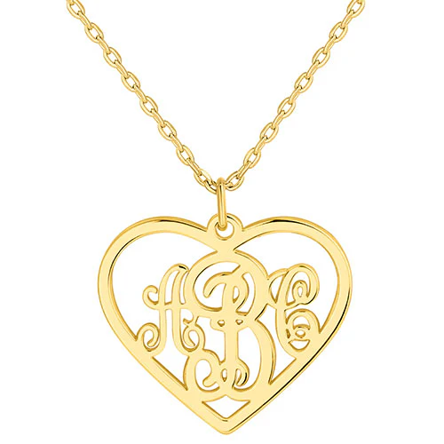 Sterling Silver Heart Monogram Pendant - Image 4
