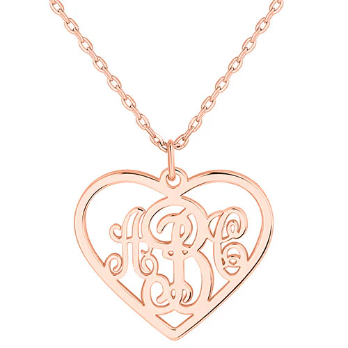 Sterling Silver Heart Monogram Pendant - Image 6