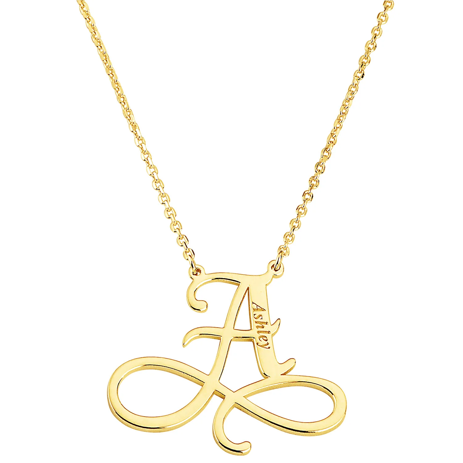 Sterling Silver Infinity Initial With Engraved Name Necklace - Image 4