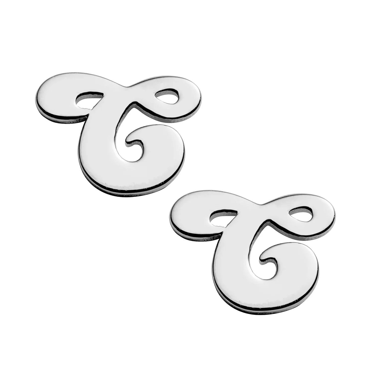 Sterling Silver Initial Button Earrings - Image 3
