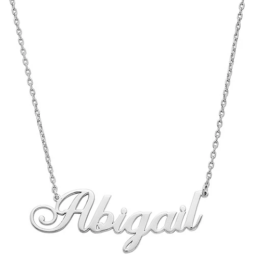Sterling Silver Kid's Fancy Script Name Plaque 16 Necklace