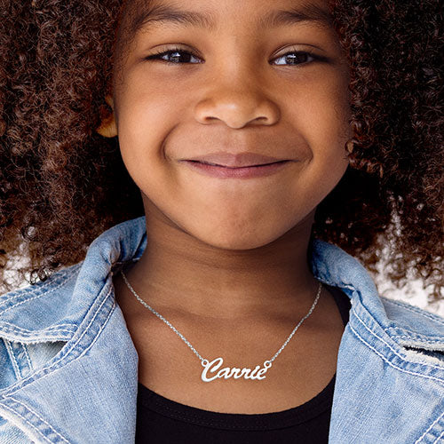 Sterling Silver Kid's Hollywood Script Name 16 Necklace - Image 5