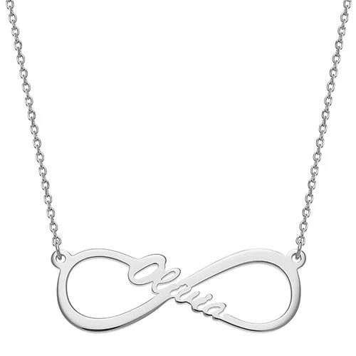 Sterling Silver Kid's Infinity Name Plaque 16 Necklace