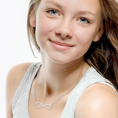 Sterling Silver Kid's Infinity Name Plaque 16 Necklace - Image 6