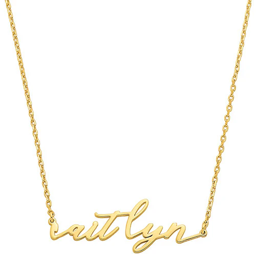 Sterling Silver Kid's Lowercase Fancy Script Name Plaque 16 Necklace - Image 2