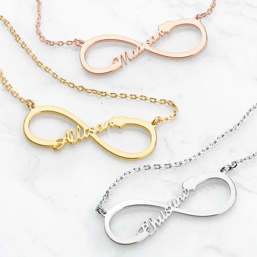 Sterling Silver Kid's Name with Heart Infinity Plaque 16 Necklace