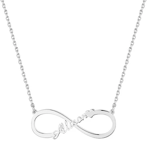 Sterling Silver Kid's Name with Heart Infinity Plaque 16 Necklace - Image 2