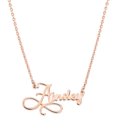 Sterling Silver Kid's Petite Script Infinity Name Plaque 16 Necklace - Image 5