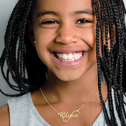 Sterling Silver Kid's Script Infinity Name 16 Necklace - Image 5