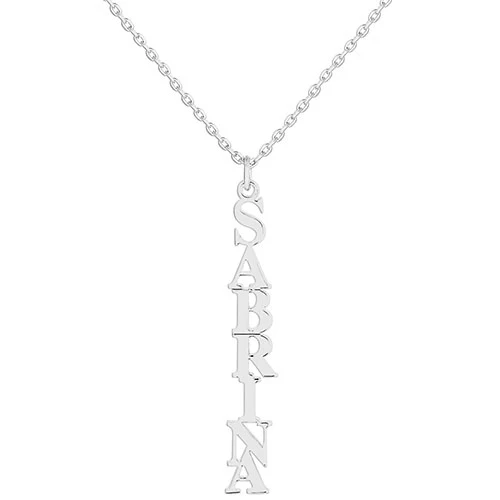 Sterling Silver Kid's Vertical Uppercase Name 16 Necklace