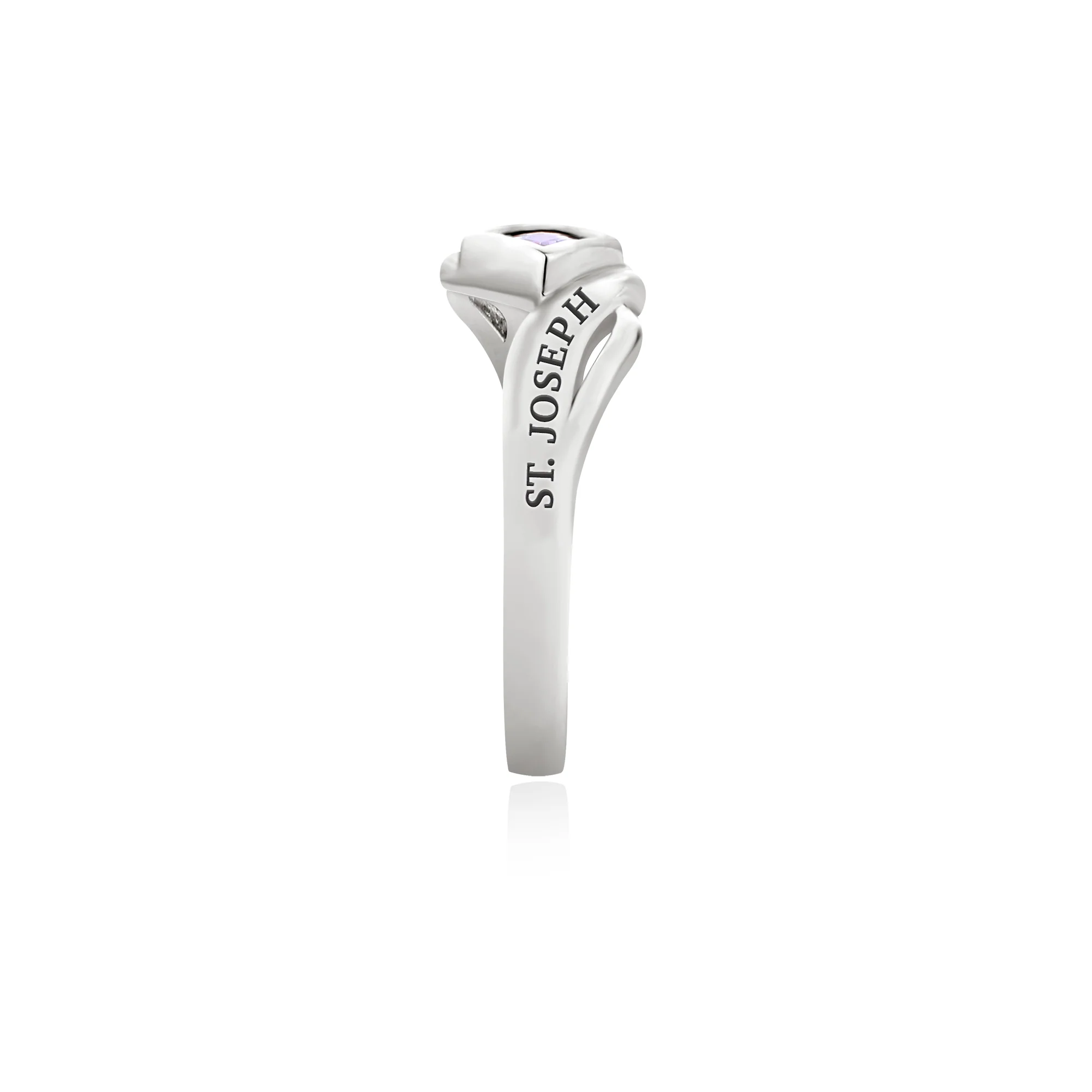 Sterling Silver Women's Bypass Princess Cut Birthstone Fashion Class Ring - Image 3
