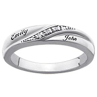 Sterling Silver Ladies Diamond Accent Name Wedding Band - Image 2