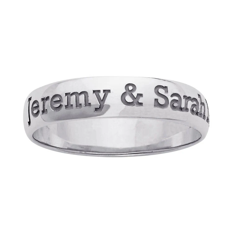 Sterling Silver Laser Top-Engraved Name/Message Band