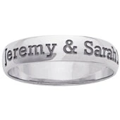 Sterling Silver Laser Top-Engraved Name/Message Band - Image 2