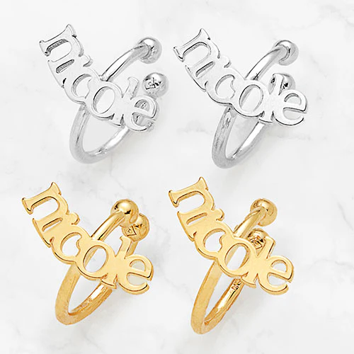 Sterling Silver Lowercase Name Ear Cuffs