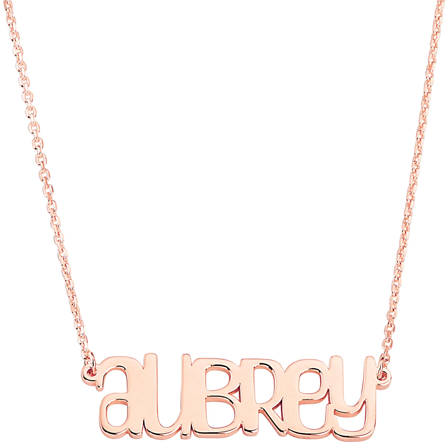Sterling Silver Lowercase Playful Font Name Plaque Necklace - Image 5