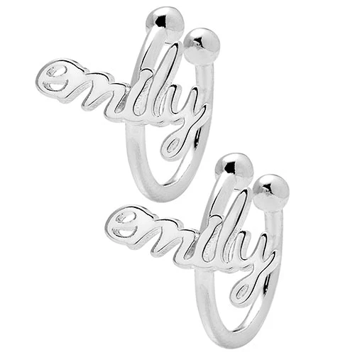 Sterling Silver Lowercase Script Name Ear Cuffs - Image 2