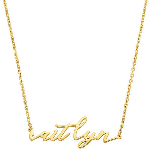 Sterling Silver Lowercase Script Name Plaque with Free Hoop Earrings - Image 5