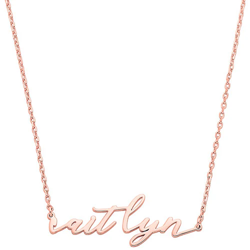 Sterling Silver Lowercase Script Name Plaque with Free Hoop Earrings - Image 6