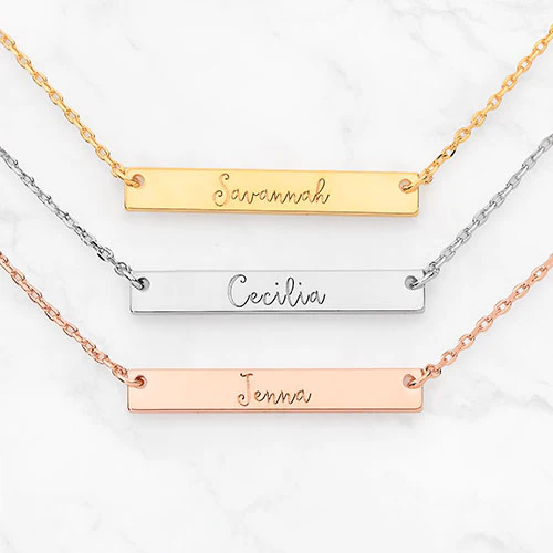 Sterling Silver Mini Bar Name Necklace