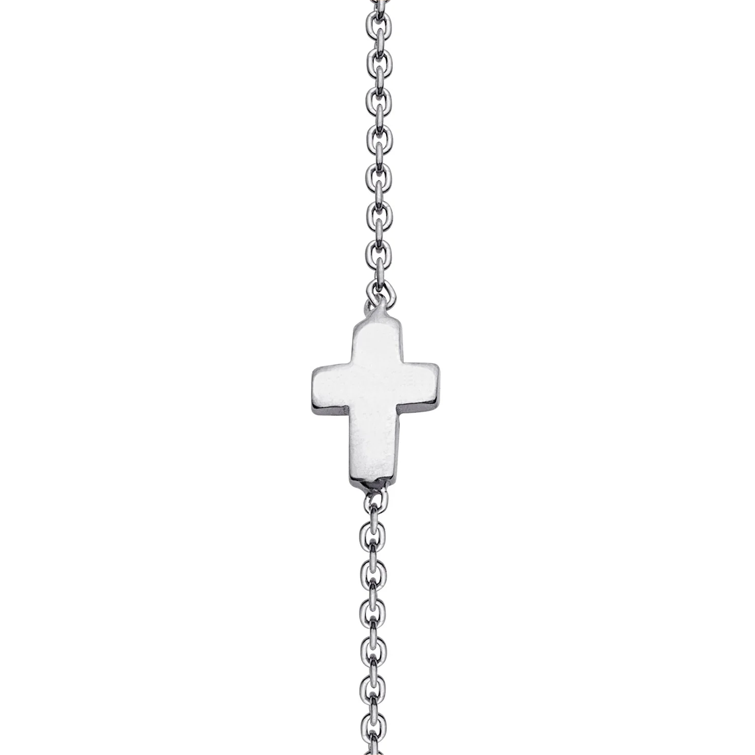 Sterling Silver Mini Bar Name with Cross Necklace - Image 2