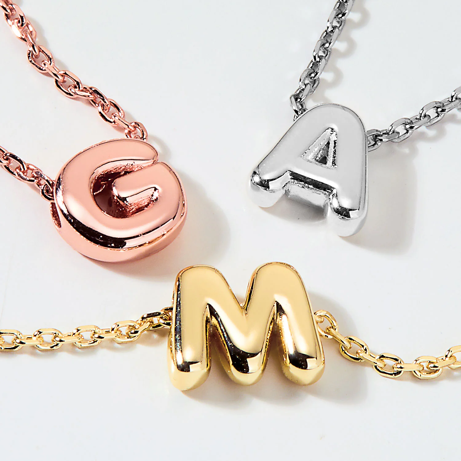 Sterling Silver Mini Uppercase Balloon Initial Necklace - Image 7