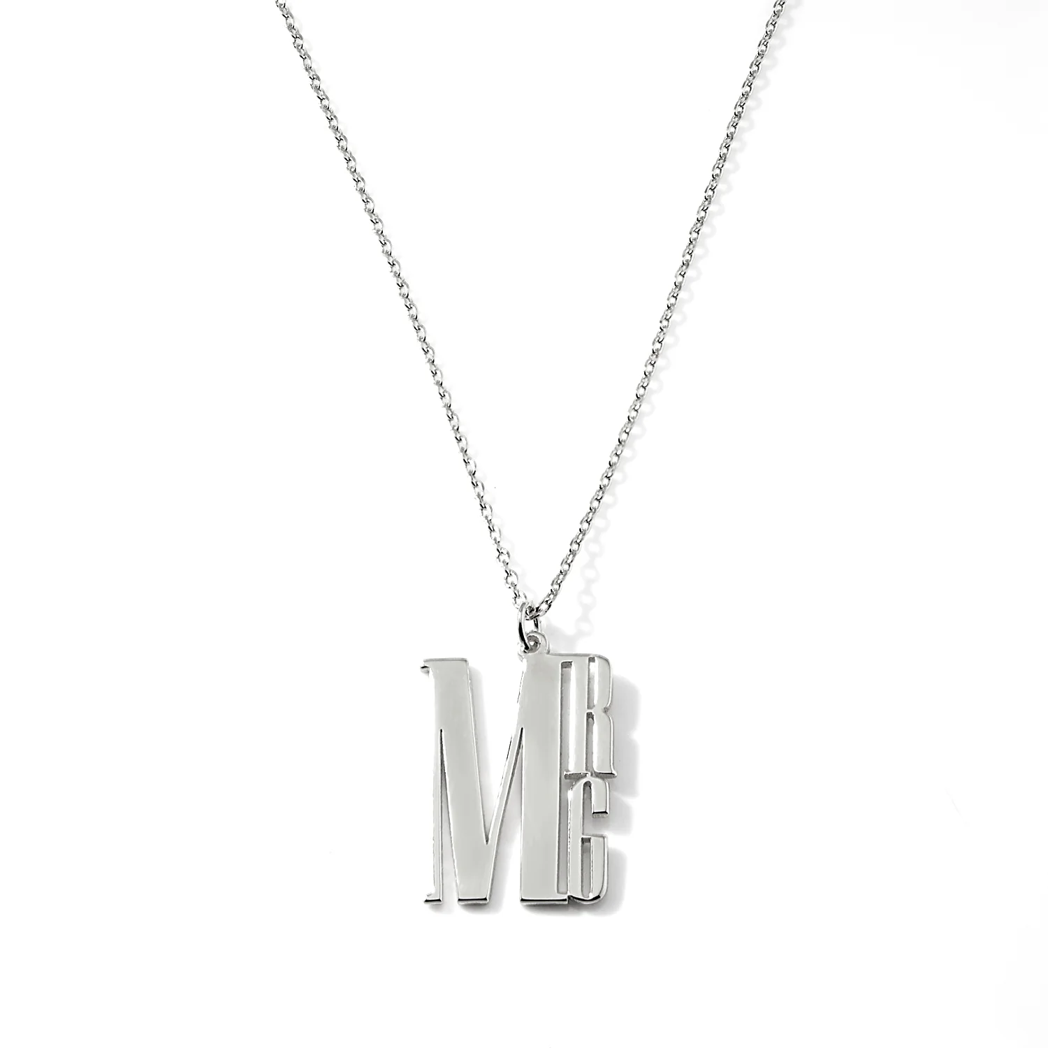 Sterling Silver Modern Monogram Pendant Necklace - Image 2