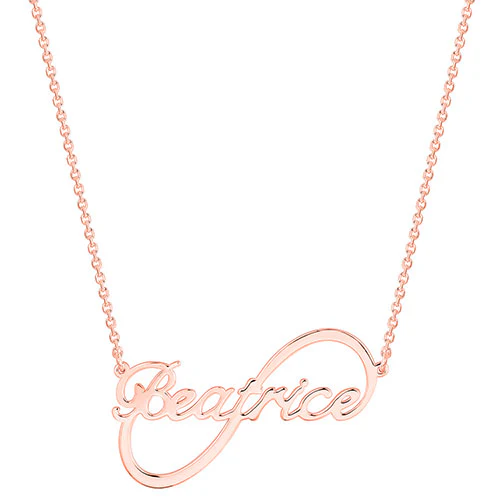 Sterling Silver Modern Script Name Infinity Plaque Necklace - Image 5