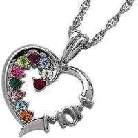 Sterling Silver MOM Birthstone Necklace